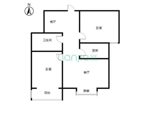 火车站 南向两居 好楼层 有本急售-户型图