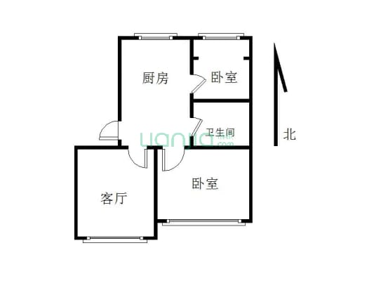 广电小区步梯停车位充足5楼62.9平-户型图