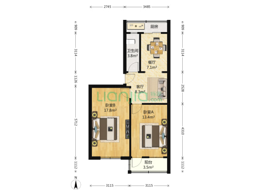 六里山路 2室2厅1卫 74平方