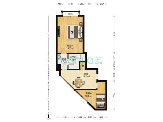 海瀛大厦 2室1厅1卫 66平方