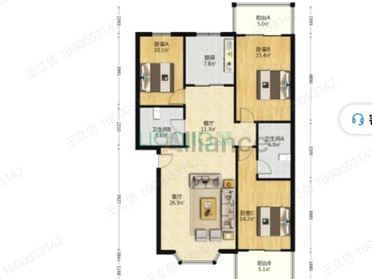 正规三居 南北通透 采光好配套设施齐-户型图