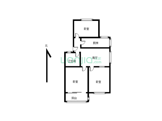 温馨简装三居室，位置好出行方便拎包入住，带大储藏室-户型图