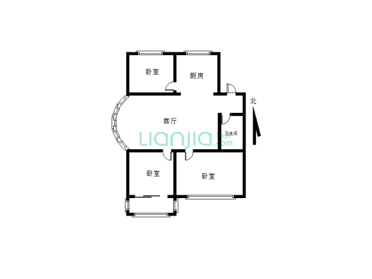 3室一厅  简单装修  拎包入住-户型图