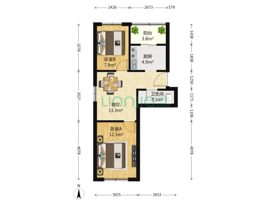 昌源公寓 2室1厅1卫 48平方