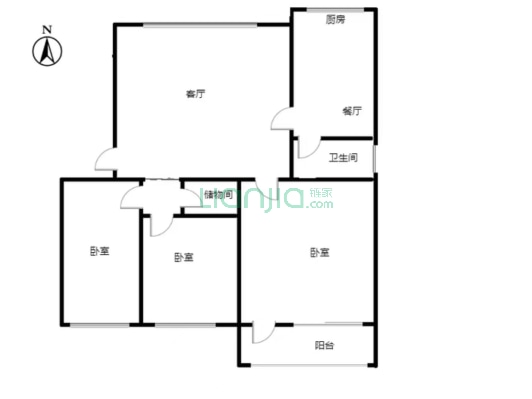 永安小区 3室2厅 南 北-户型图