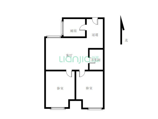 此房小两室，出行方便，户型方正居住方便舒适-户型图