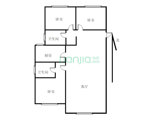 富力·尚悦居 3室2厅 南 北-户型图