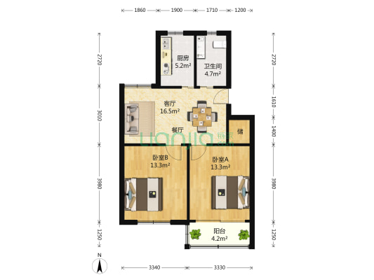 德华路226弄 2室2厅1卫 84平方