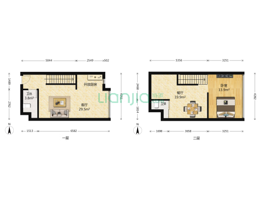 龙亭家园公寓 1室2厅2卫 54平方