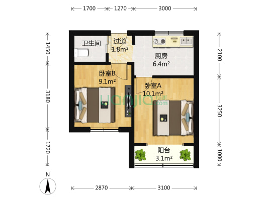 气象局小区 2室0厅1卫 50平方