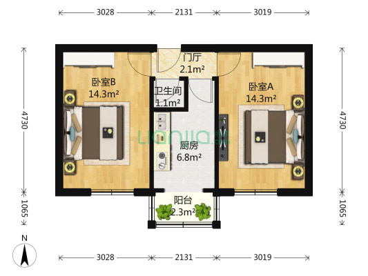 海事附小 2室0厅1卫 52平方