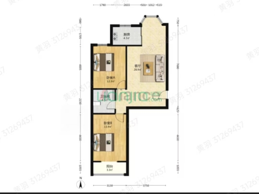 名流五期  南北通透  两居室  满二-户型图