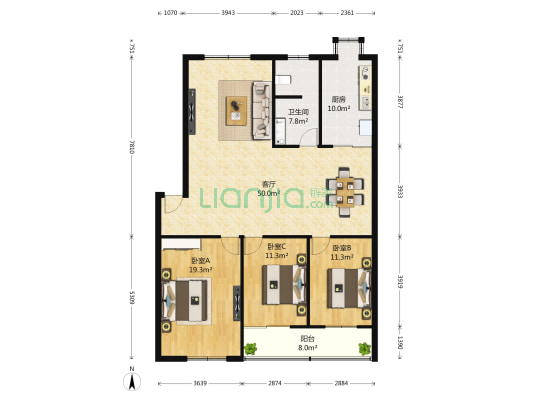 组织部家属院 3室1厅1卫 152平方