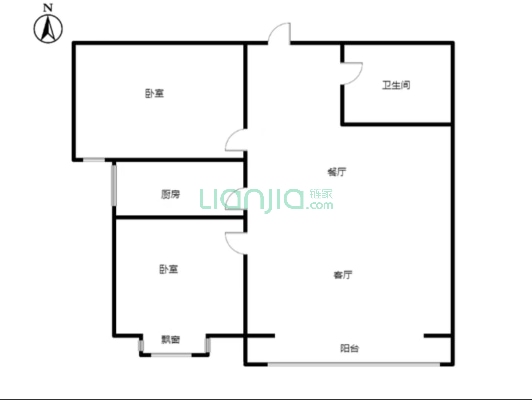 北新家园 2室1厅 南-户型图