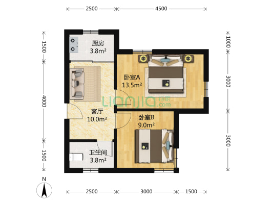 呼玛五村 2室1厅1卫 54平方