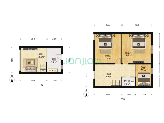 金王府 3室1厅1卫 74平方