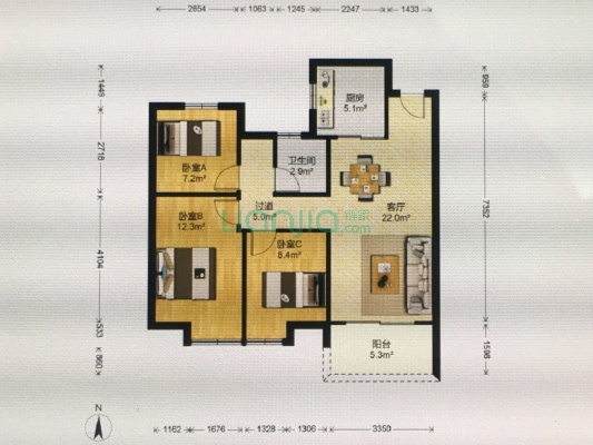 出行方便有鱼化寨地铁，室内采光较好，楼层适中