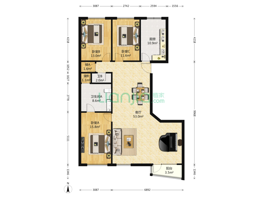 风林绿洲 4室2厅 1100万-北京风林绿洲二手房