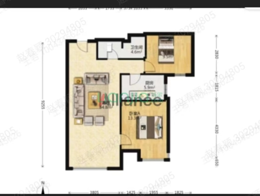 三利中和城全南两居，毛坯随意装修，业主急售-户型图