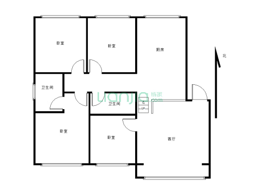 润泽家园步梯3楼 四室两厅两卫一厨 157平-户型图