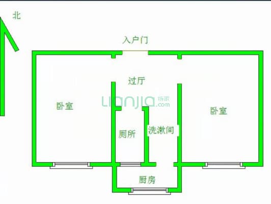 省医院 军校广场 气象小区多层精装 2室-户型图