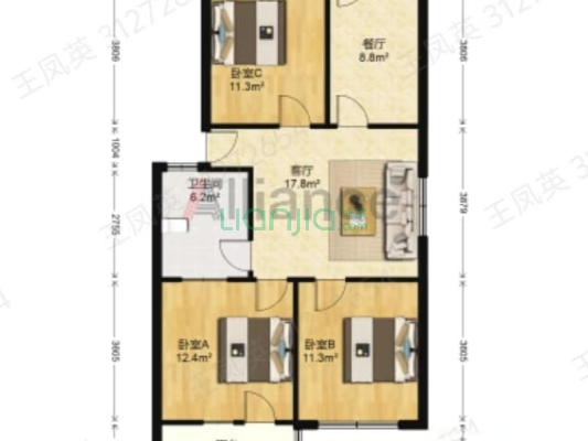 市区好房，距离三义，西丁，双塔近，生活便利。-户型图