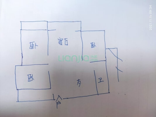 精装修两居，位置好，中间好楼层。-户型图