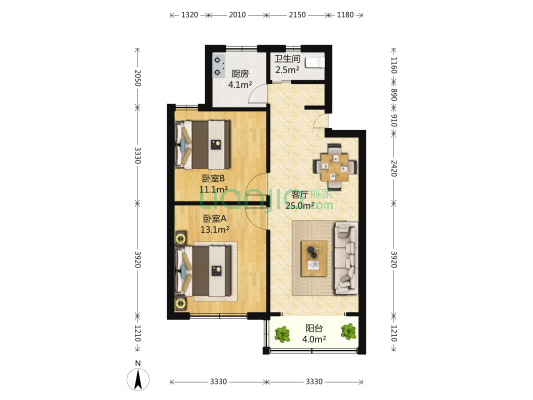 罗锦苑 2室1厅1卫 82平方