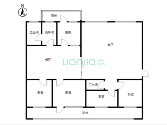物资局小区 4室2厅 南 北-户型图