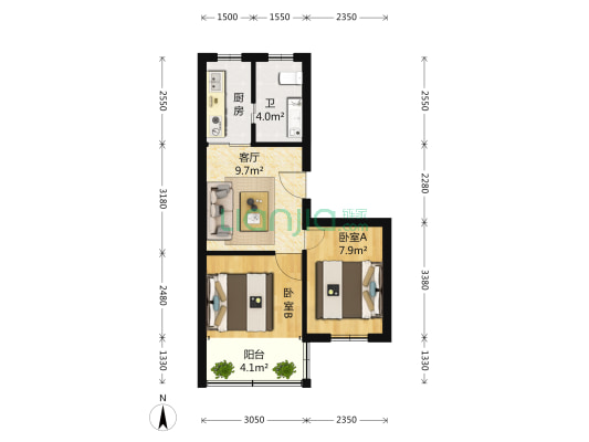泰和新城(泰和西路3381弄) 2室1厅1卫 46平方