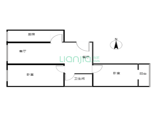东大街 怡安馨居 93.57平 大两居 精装修 满二-户型图