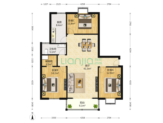 源诚城之秀 3室1厅1卫 162平方