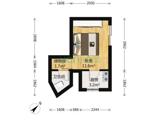 兆丰路 1室0厅1卫 12平方