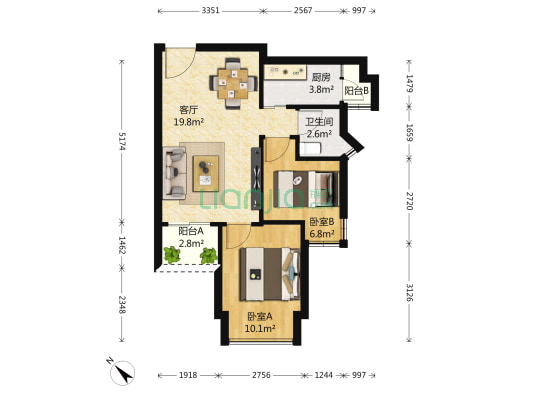 泰华俊庭大2房 A座05户型 东南朝向 住家安静