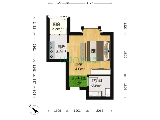 花样年华四期 1室0厅1卫 33平方