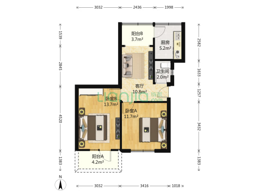 玉林横街26号 2室1厅1卫 62平方