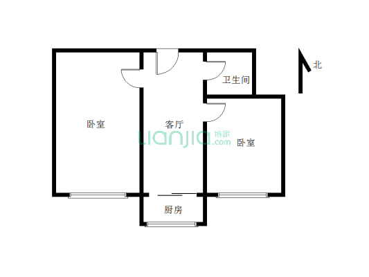 小平米 总价地  两室  满五唯一  看房子提前约-户型图