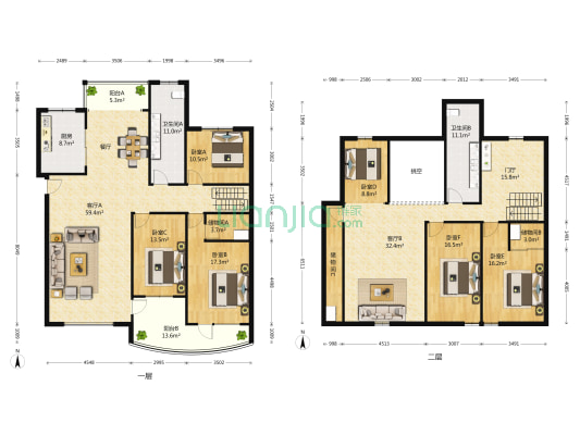 天马相城四期 6室2厅2卫 244平方