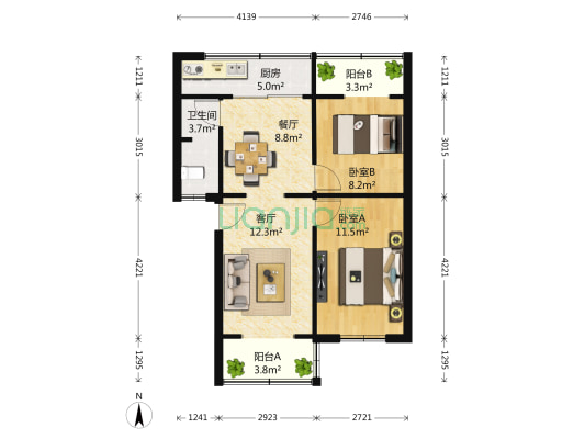 武侯祠横街16号 2室2厅1卫 78平方