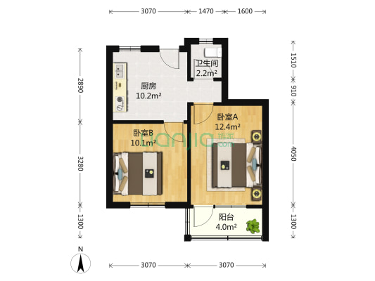 闻喜路1110弄 2室0厅1卫 48平方