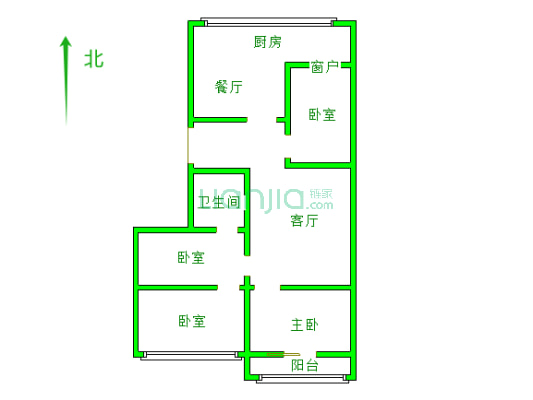 卫生局小区 3室2厅 南 北-户型图