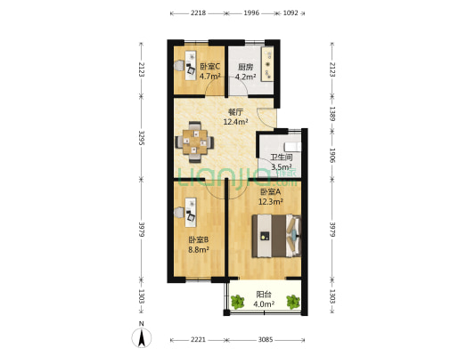 直河头39号 3室1厅1卫 69平方