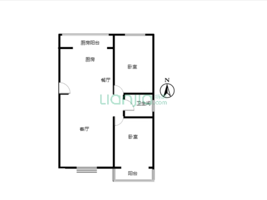 范阳路 二康联合四号院南北通透两居 采光没问题-户型图