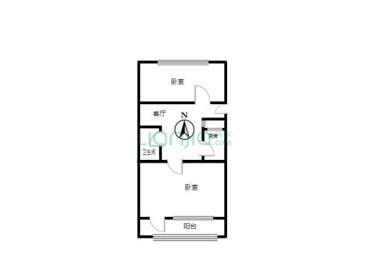 市区低总价两居室，南北通透，板楼得房率高-户型图