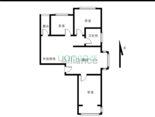天伦湾一期 3室2厅 南 北-户型图