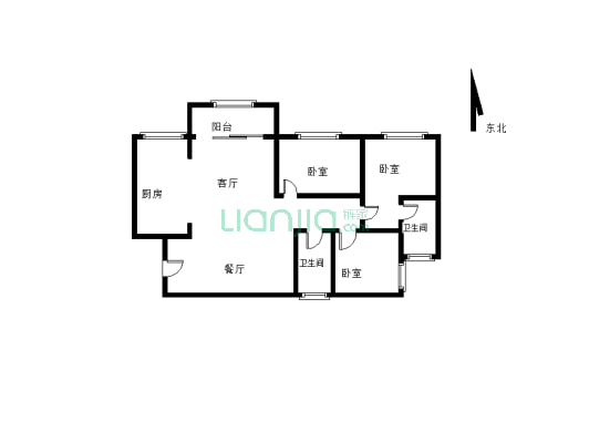 万象汇旁白沙翡翠城三室双卫，房型方正，小区环境好-户型图