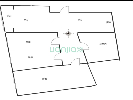 东方家园大三居，有装修，房本满五，-户型图
