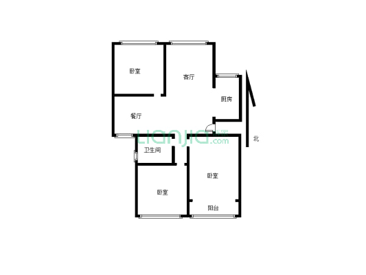 恒丰中央广场C区三室两厅小区干净舒适适合居住-户型图