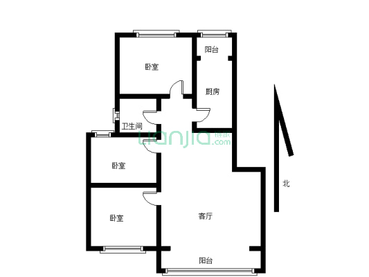 紫荆城3房  家具家电齐全   有证可按揭39万  随时看房-户型图