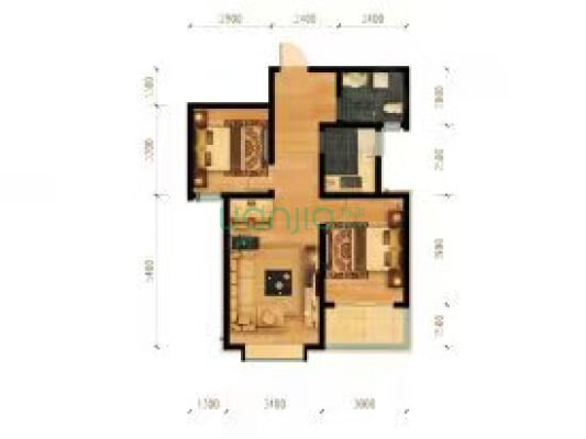 中胶人才家园 2室2厅 南-户型图